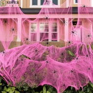 SHCER Spider Cobwebs, Stretchable Elastic Spider Silk Web, Scary Pink Gothic Cotton Fake Spider Web 