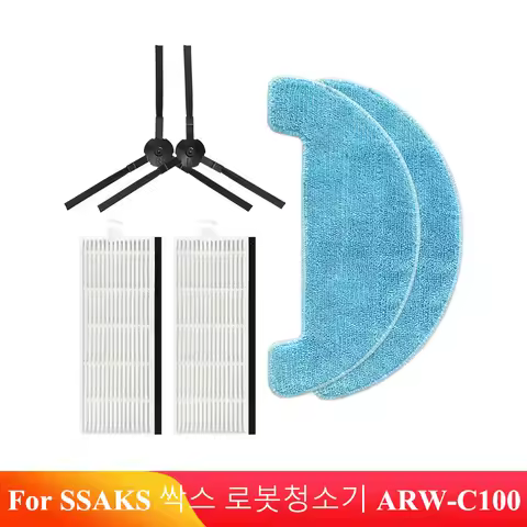 Replacement Accessories For SSAKS 싹스 로봇청소기 ARW-C100 Robot Vacuum Cleaner Side Brush Hepa Filter Mop 
