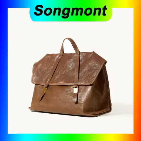 Songmont Crossbody Traveling Briefcase Men's and Women's Vintage Vegetable Tanned Leather Crossbody 