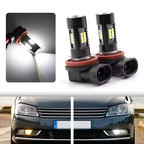 2Pc White Canbus No Error H8 LED Fog Light Bulb For 2010-2014 VW PASSAT B7 LED Driving DRL Daytime R