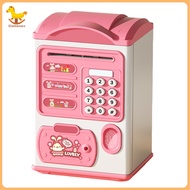 Noxcsu】กระปุกออมสินพร้อมไฟดนตรีรหัสผ่านลายนิ้วมือหมุนอัตโนมัติรูปการ์ตูนใช้แบตเตอรี่ใช้เด็กหญิงเด็กช