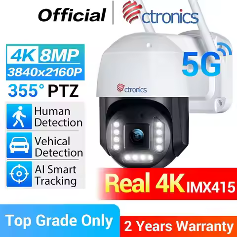 Ctronics Real 4K Outdoor Surveillance Camera 5G Wifi 8MP 3840x2160P Full Color Night Vision Security