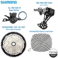 SHIMANO M6100 Mountain Bike Shifter Rear Derailleur Micro Spline MS Cassette 10-50T 10-52T Chain Gro