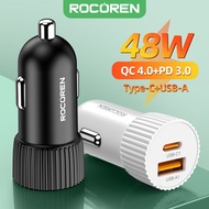 Rocoren 48W  Dual USB Car Charger For iPhone Samsung QC 4.0 3.0 Fast charging Car Charger