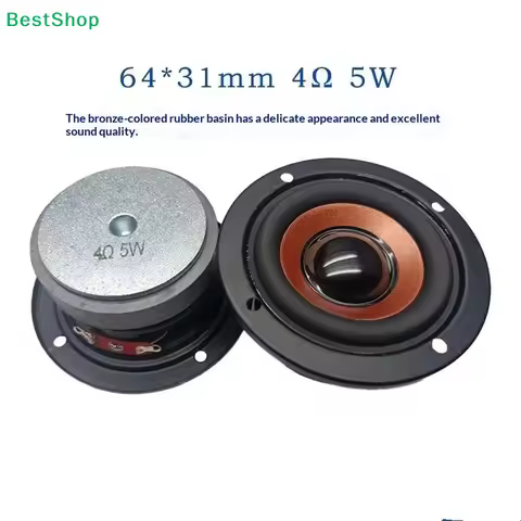 〔Q〕2Pcs 64mm 4Ω 3/5W Speakers Subwoofer 45 Core Magnetic Round Bass Loudspeaker DIY Mini Portable Bl