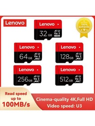 lenovo 512gb 256gb 128gb 64gb 32gb U3 V30 4k全高清微型tf迷你sd卡tf記憶體快閃卡,適用於手機/電腦