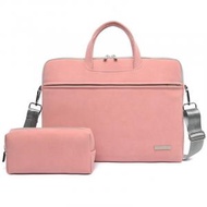 電腦袋,手提單肩商務電腦包 筆記本包公事包(粉色+電源包 15.6寸）