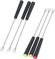 Fdit 6 Pcs Stainless Steel Fondue Forks, Long Forks Cheese Fondue Forks for Chocolate Fountain Cheese Fondue Roast Marshmallows