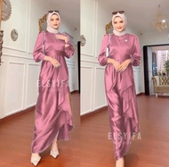 Jusi Dress Satin Silk Premium Dress yang lagi viral Gamis polosan Gamis Wanita Dewasa Kekinian Gamis