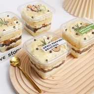 10pcs Square Clear Container 420ml Plastic Tub Chilled Desserts Treats Tub Cakes Ice Cream Pudding