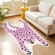 Leopard Rug 2.6x5Ft Pink Funky Animal Carpet for Bedroom Entryway | Nonslip Soft Door Mat for Bathro