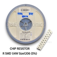CHIP RESISTOR R SMD ชิป ตัวต้านทานขนาด 1/4w Size1206 5% (จำนวน 100 ตัว) **อ่านรายละเอียดก่อนสั่ง**