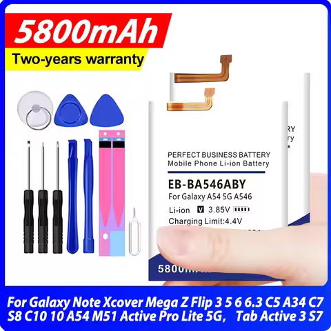 Battery For Samsung Galaxy Note Xcover Mega Z Flip 3 5 6 6.3 C5 A34 C7 S8 C10 10 A54 M51 Active Pro 