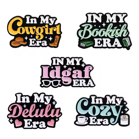 In My Cowgirl Era Enamel Pin Custom IDGAF Cozy Delulu Bookish Brooches Lapel Badge Accessory Jewelry