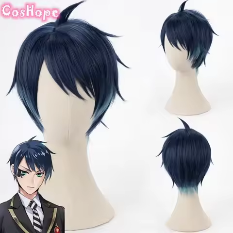 Deuce Spade Cosplay Wig Men Short Blue Wig Cosplay Anime Cosplay Wigs Heat Resistant Synthetic Wigs
