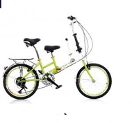 SPHouse - (綠色 20" 雙人自行車親子自行車母子車母嬰自行車帶小孩子變速折疊女式單車