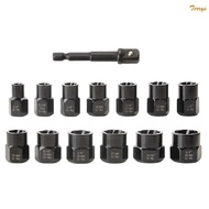 TER 14Pcs Lug Nut Remover Wheel Lock Removal Kit Extractor Set for Removing Damage Dead Rusted Bolt 