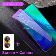 OPPO Reno8 T Reno 8T 4G Tempered Glass For OPPO Reno 8T 8 8Z 7 7Z 6 6Z 5 4 3 Pro 5F 2F 5G 4G Reno8 Z Anti Blue Light Ray 2 in 1 Screen Protector Protective Camera Glass Film