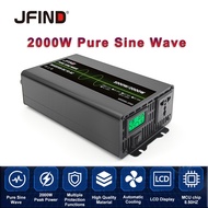 Jfind 2000W 12V 220V 50HZ LCD Pure Sine Wave Power Bank Current Supply Inverter DC to AC Voltage Car