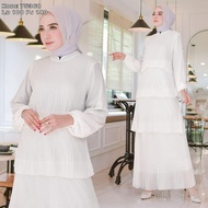 Plain White Pleated Ceruty Dress Muslim Dress Vima 75368