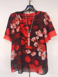 (อก 46 แขนสองชั้น) อก 46 เสื้อชีฟองสตรี สวยๆใส่สบาย ลายสวย มีซับใน ฟรีไซส์ เกรดพรีเมียม มีหลายลายให้