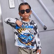 Young Boy Car & Letter Graphic Tie Dye Tee