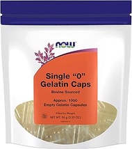 NOW Foods Supplements, Empty Gelatin Capsules, Single "0", Bovine Sourced, Filled by Weight, 1,000 G