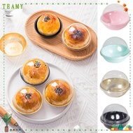 TEAMY Round Plastic Moon Cake Box, Small Round Transparent Wedding Party Cake Box,  Hemispherical 50