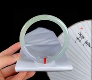 【復古疊戴】天然A玉 糯冰油青半山水 翡翠叮噹鐲 幼身手鈪 55圈口 Bangle