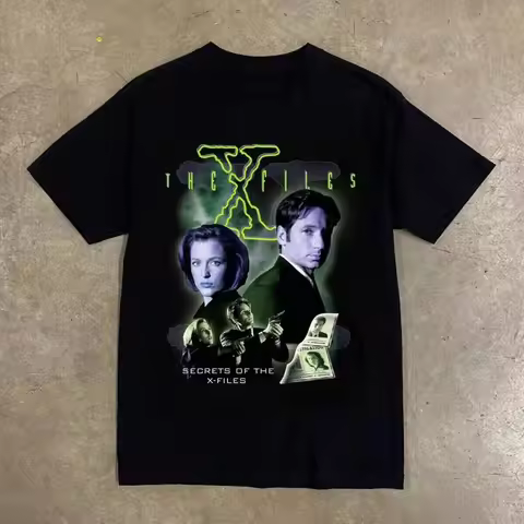 2024 New Summer Men Cotton Print T Shirt The X Files Movie Secret of X-Files Shirt Black Unisex S-4X