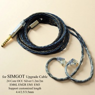 24 Core Braided MMCX Balanced Cable for SIMGOT EM6L EM2R EM3 OCC Copper, Studio Monitor Upgrade wire