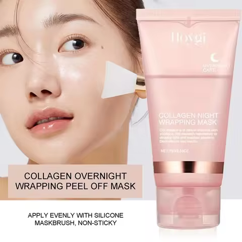 Korean Collagen Overnight Wrapping Peel Off Facial Mask, Collagen Night Wrapping Mask Deeply Hydrate