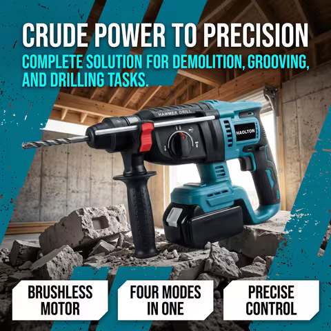 HAOLTON DHR242 26MM Cordless Hammer Brushless Electric Hammer 18V Lithium Battery Wireless Drills Fo