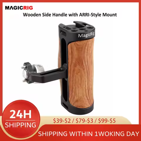 MAGICRIG Wooden Mini Side Handle With ARRI-Style Mount Screw for Dslr Camera Cage for A7SIII A7RIV A