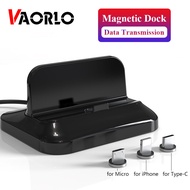 VAORLO 3 in 1 Magnetic Charging Dock Phone Charger Holder Micro USB Type-c Lightning Dock Station Stand Holder For Samsung Xiaomi Huawei Honor OPPO VIVO infinix Android