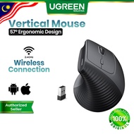 UGREEN Vertical Wireless Mouse 2.4G Ergonomic 4000DPI Optical Tracking Silent Click for Laptop Table