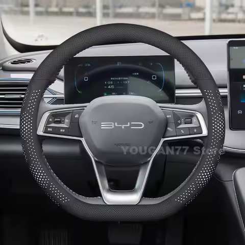 Leather Car Steering Wheel Cover For BYD M9 2025 Anti-Slip Breathable Auto Steering Wheel BYD M9 Acc