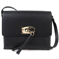 【5積分】全新未使用 △ Salvatore Ferragamo Ferragamo 21H886 Studio Gancini 皮革單肩包 黑色 金色五金配件 附防塵袋 義大利製造 女士