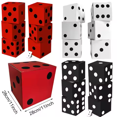 1pcs Casino Theme Favor Boxes Decor 28cm White Red Black Casino Dice Boxes Casino Game Night Las Veg