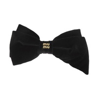 สินค้ามือสอง MIUMIU กิ๊บติดผมและกิ๊บติดผม โบว์กำมะหยี่ สีดำ ทอง อุปกรณ์เสริมผม โลโก้โลหะ ผ้าฝ้าย Ner