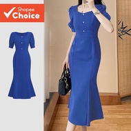 Lovito Women's Casual Button-Up Retro Commuter Spring/Summer Blue Dress L142ED209  Lovito Gaun Wanit