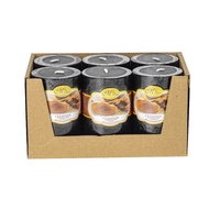 Tray of 6 round scented candles D5H8 Miss Candle EDC0511 5 x 8 cm (Black, cinnamon scent)