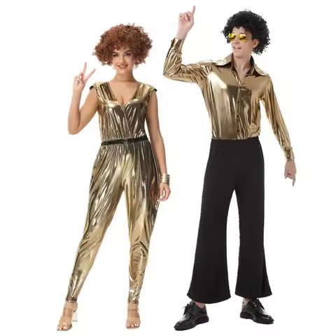 Vintage Cosplay 70s 80s Hippie Jumpsuit Costume Halloween Carnival Party Music Festival Retro Men Wo