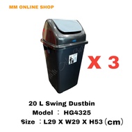 {NEW ARRIVAL} 3 pcs Hamooni Plastic Swing Dustbin 20 Liter / Tong Sampah (HG4325)