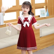 Kids girls' short sleeve summer dress Japanese students' preppy dresses