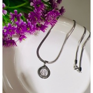 KayangKaya Stainless Steel Padre Pio Silver -plated Back To Back Pendant&Necklace