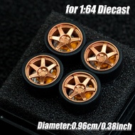 1:64 Scale Model Car Wheels Rims 4pcs 1Set 3D Printed Resin Rims with Rubber Tires for MINIGT Tomica