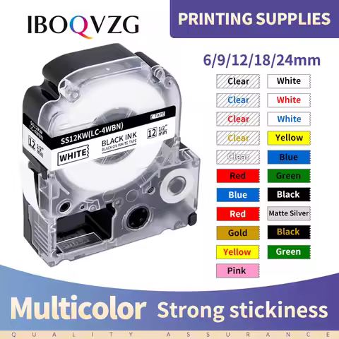 IBOQVZG 6/9/12/18/24mm Label Tape SS12KW ST9KW ST6KW ST18KW ST24KW Compatible for EPSON for king jim
