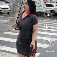 Bigisize V-neck elastic set 34DB018 34 Bigsize, elastic set with short skirt for a youthful, stretch