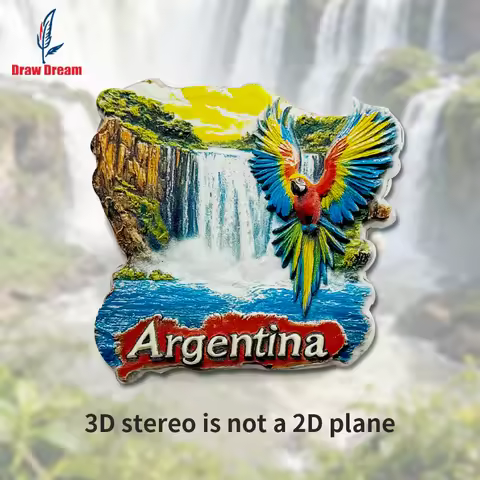 1PC Argentina Iguazu Falls Parrot Creative 3D Sticker for Refrigerator, Travel Souvenir, Home Decora